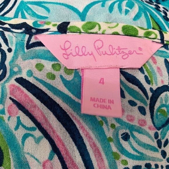Lilly Pulitzer 100% Silk Sleeveless Blouse, Size 4 - Picture 4 of 6